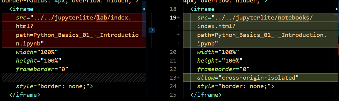 Lab vs Notebook code
